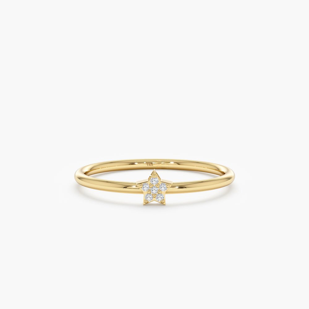 Solid Gold Petite Diamond Star Ring