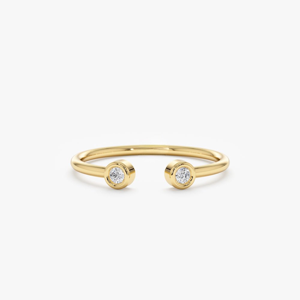 Solid Gold Mini Diamond Cuff Ring (8DB2F6)