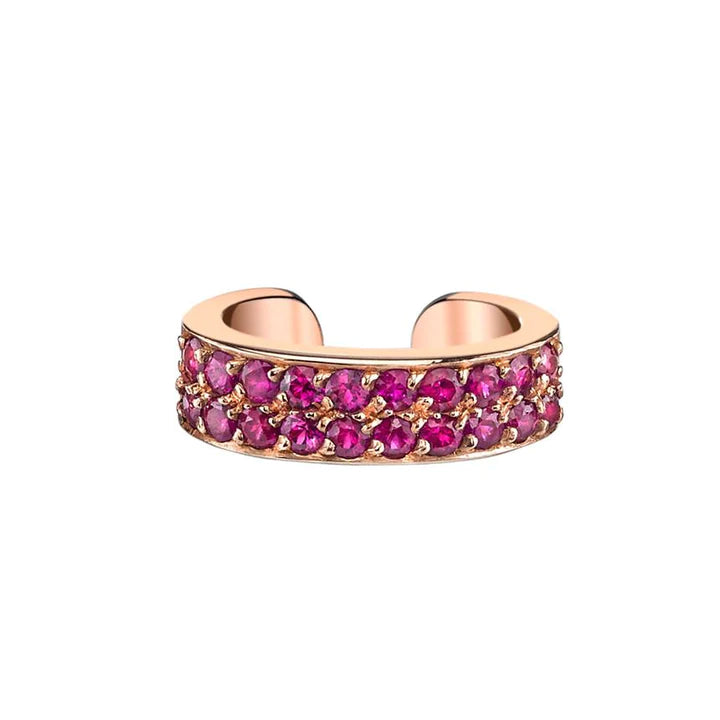 Solid Gold Two row ruby ear cuffs