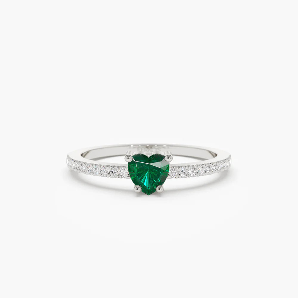 Solid Gold Heart-Shaped Emerald Ring