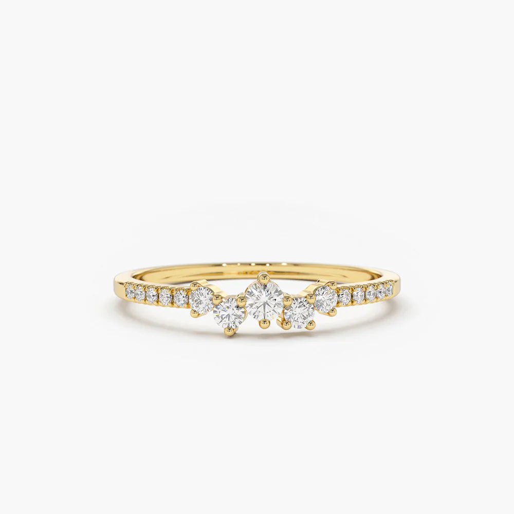 Solid Gold Bridal Diamond Cluster Ring