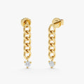 Solid Gold Diamond Drop Cuban Chain Studs