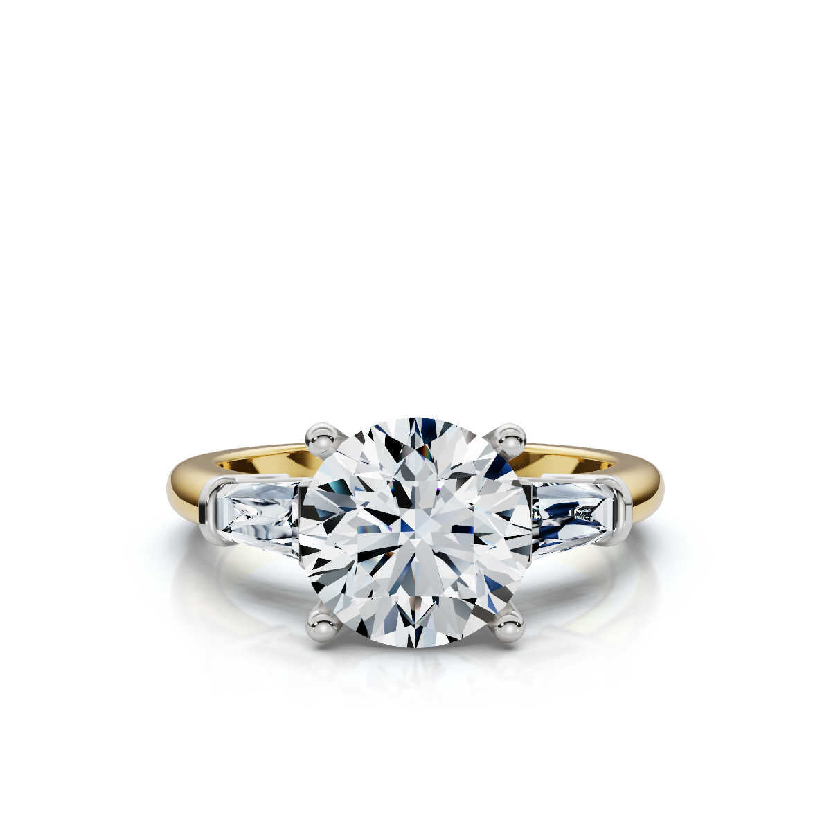 Solid Gold 2 CT Three Stone Tapered Baguette Lab Grown Diamond