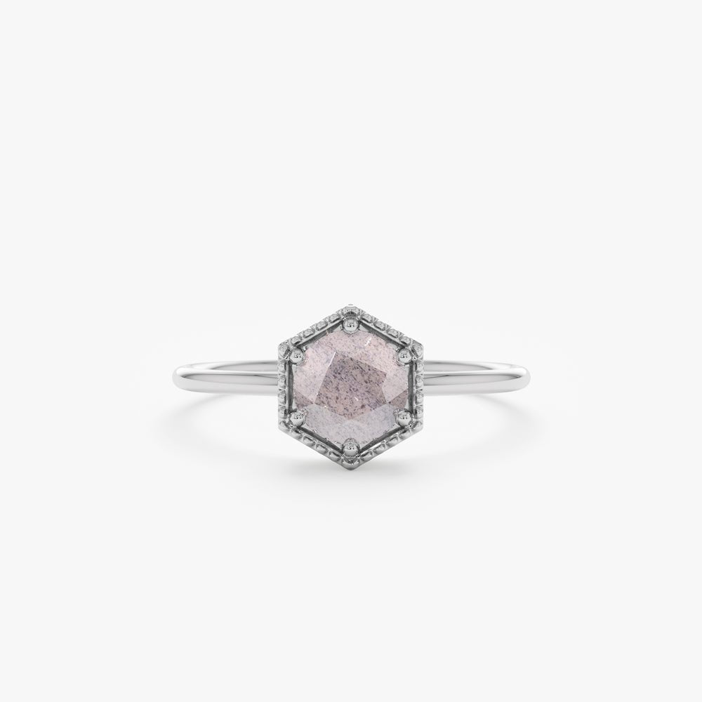 Solid Gold Hexagon Labradorite Ring (CC730D)