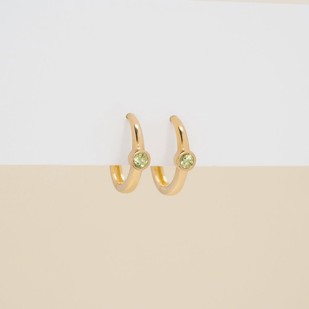 Solid Gold Peridot Huggies