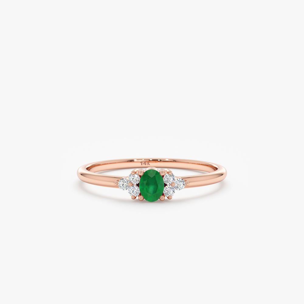 Solid Gold Emerald and Diamond Engagement Ring (E222CD)