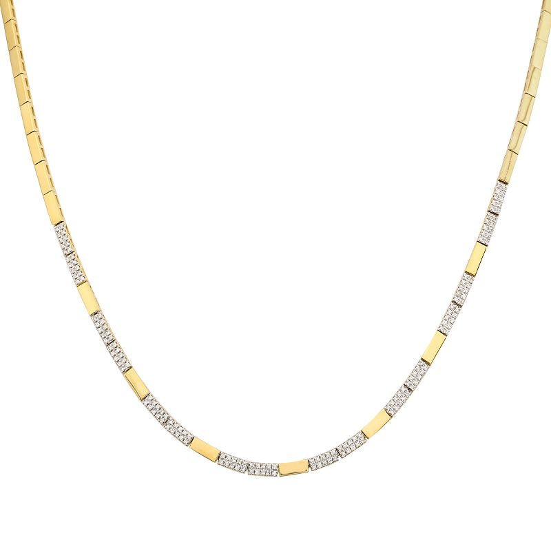Solid Gold Diamond Bar Pattern Necklace