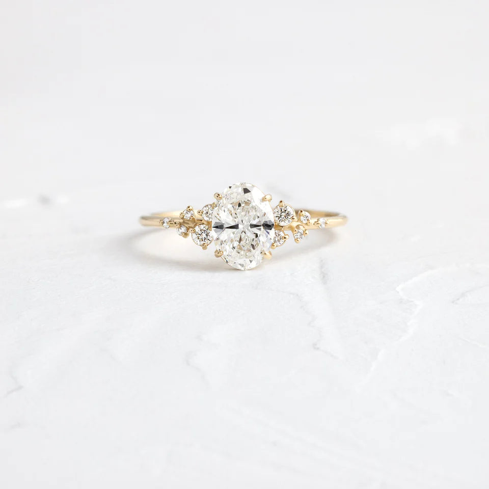 Solid Gold Oval Cut Lab Grown Diamond Ring