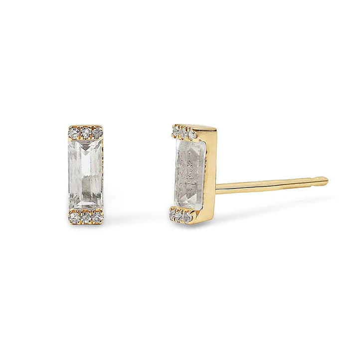Solid Gold Maizey Diamond And Topaz Earrings