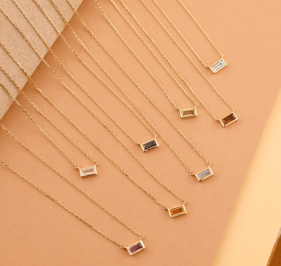 Solid Gold Dainty Citrine Necklace