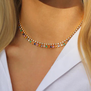 Solid Gold Diamond And Fine Gemstone Shaker Choker