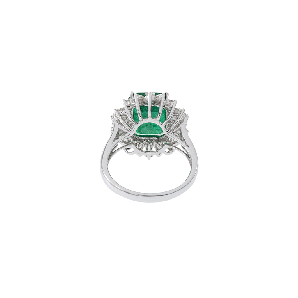 Solid Gold 4.01CT Emerald And Diamond Cocktail Ring