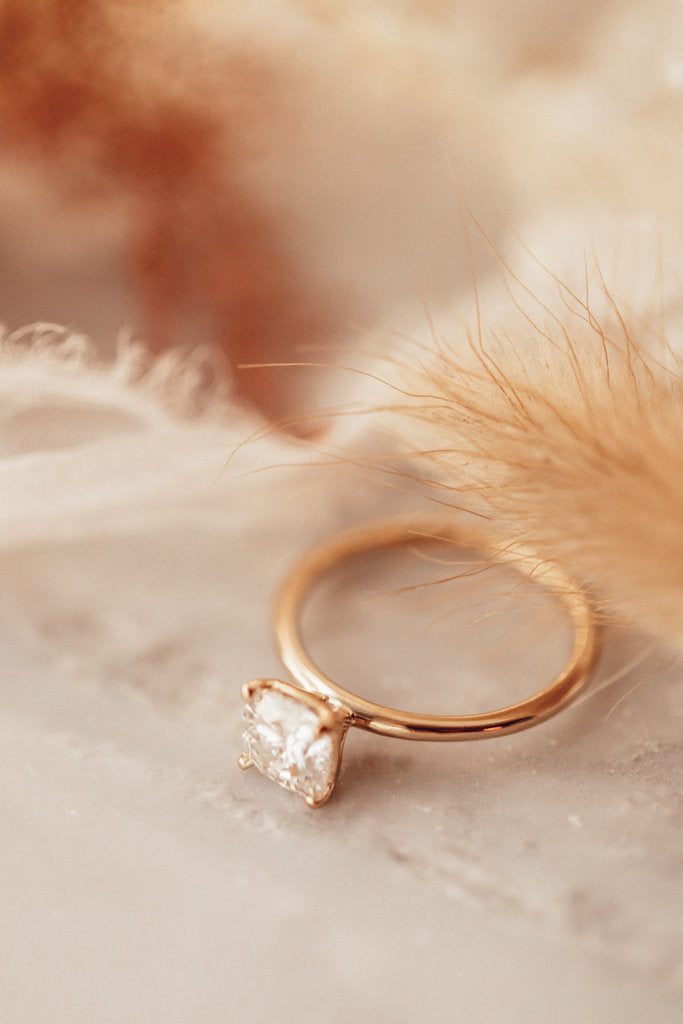 Solid Gold Antique Square Lab-Grown Diamond Solitaire Ring