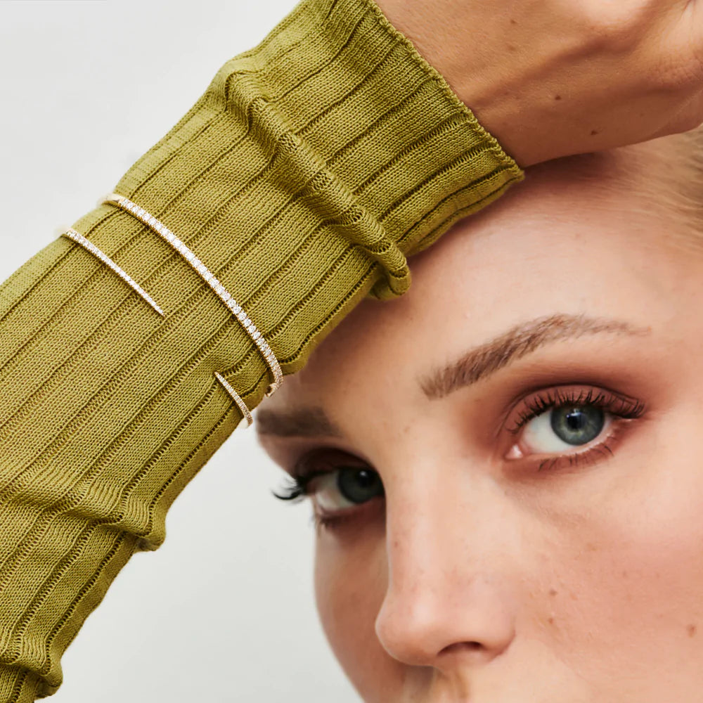 Solid Gold Cuff Diamond Bangle Bracelet 0.50 ctw