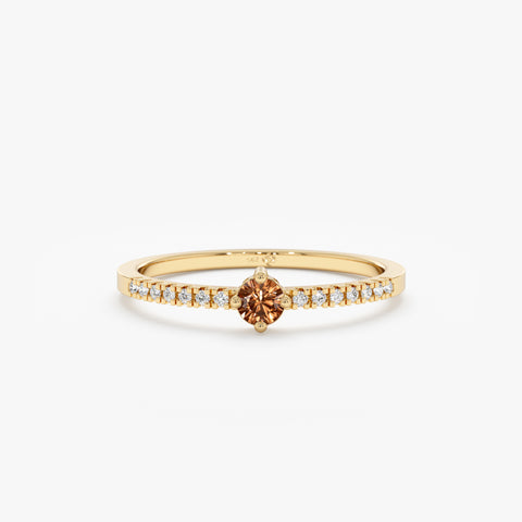 Solid Gold Citrine and Diamond Engagement Ring (D9C5BA)