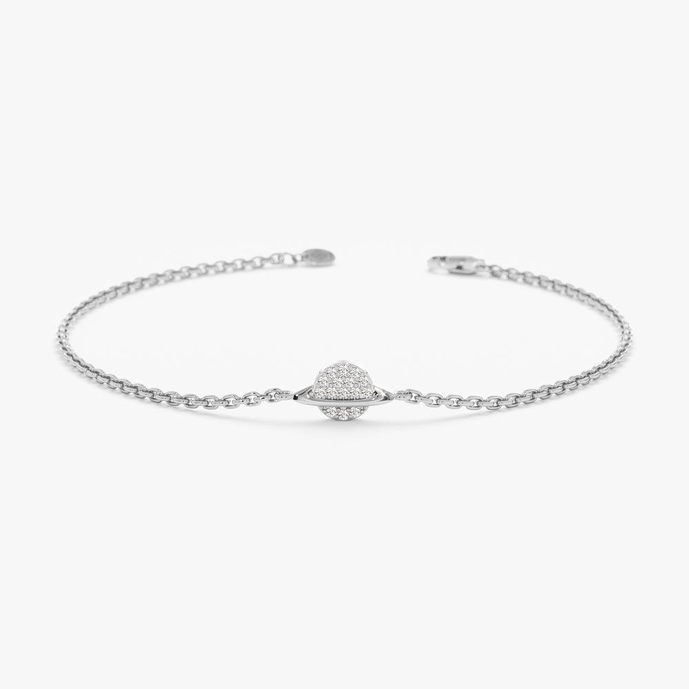 Solid Gold Diamond Saturn Bracelet