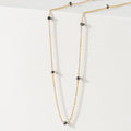 18K Solid Gold Black Diamond Station Necklace - Style B