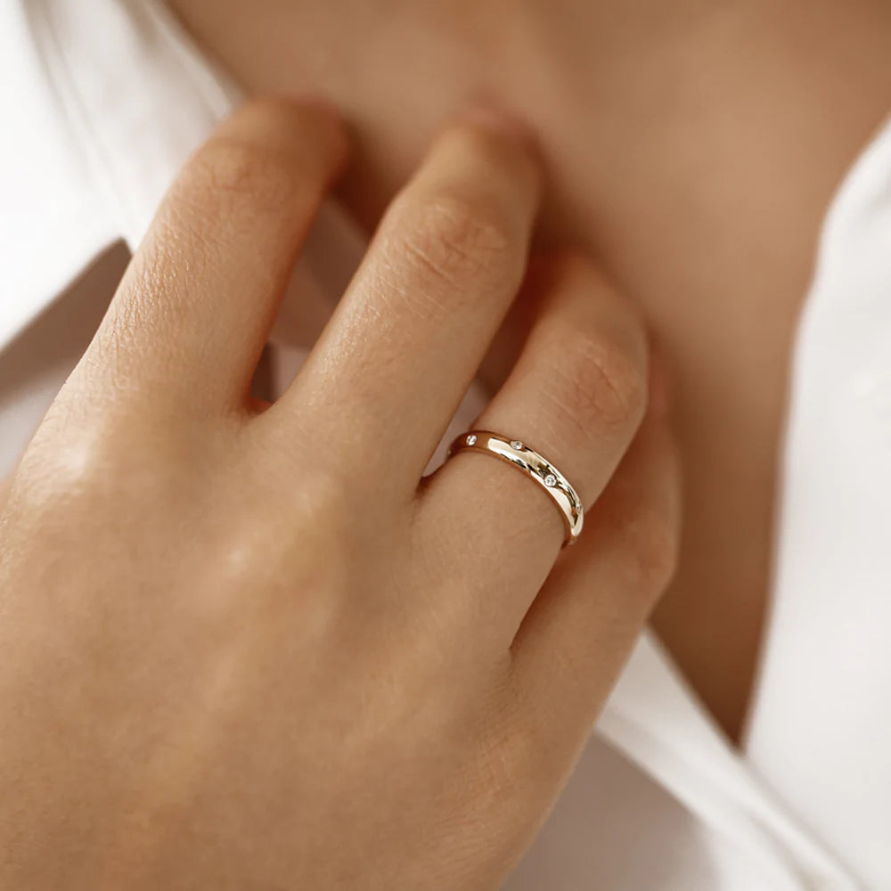 Solid Gold 3MM Dome Burnish Setting Women's Wedding Ring