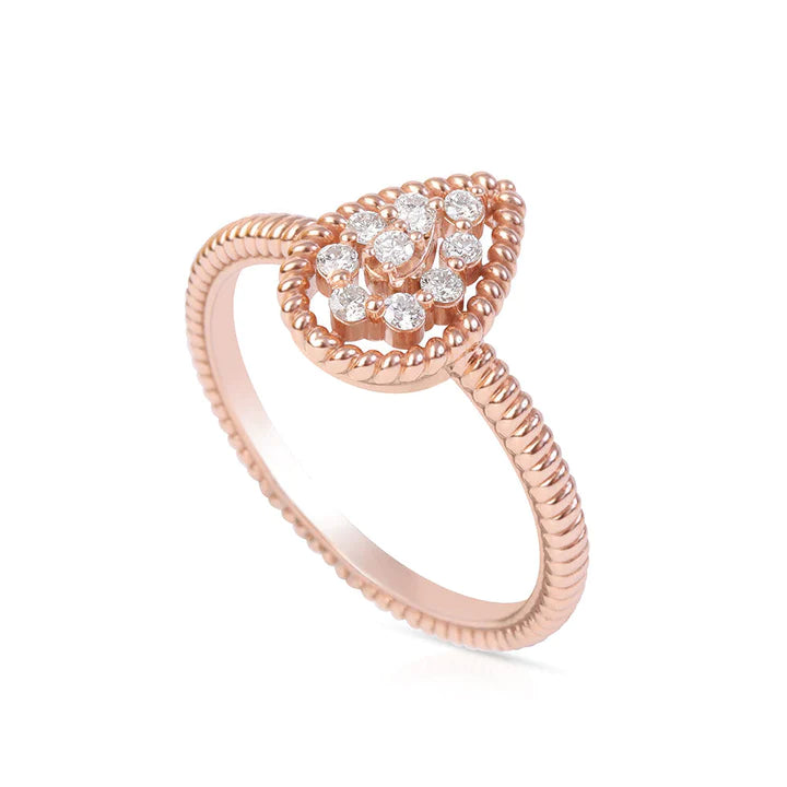 Solid Gold Pear Shaped Diamond Cluster Ring