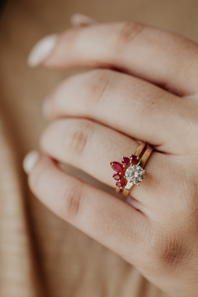 Solid Gold Lily Ruby Tracer Band
