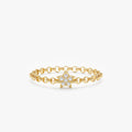 14K Solid Gold Diamond Star Chain Ring