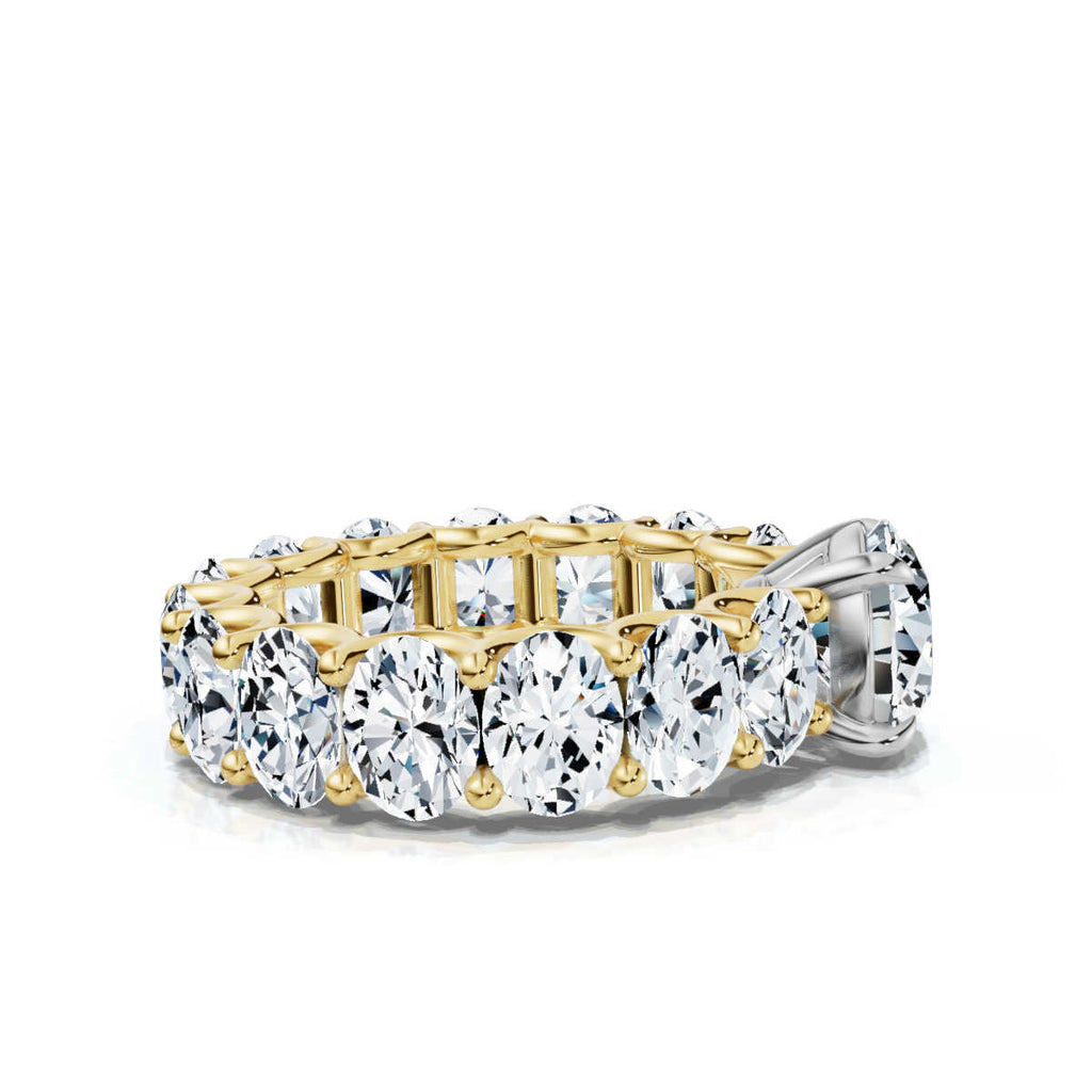 18K Solid Gold Bold Oval & Round Lab Grown Diamond Ring