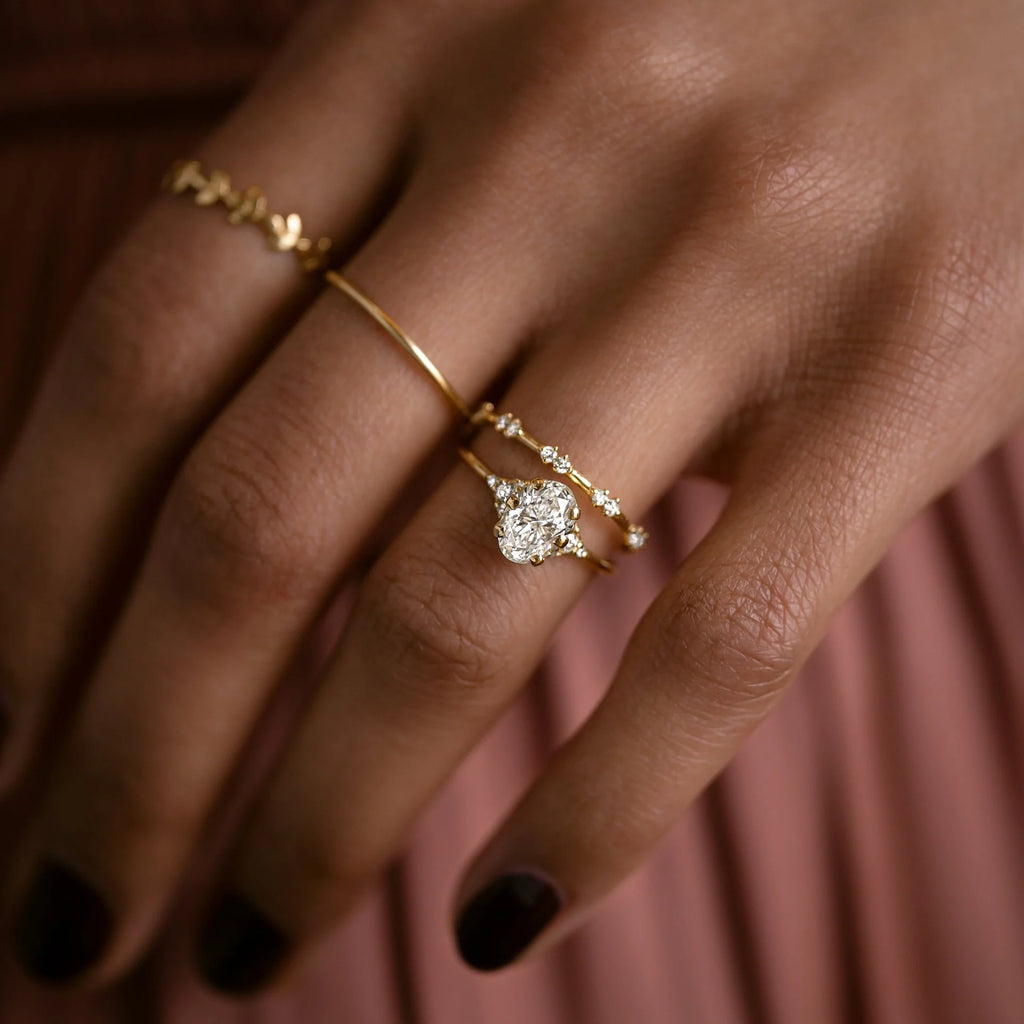 Solid Gold 2 CT Oval Cut Lab-Grown Diamond Ring