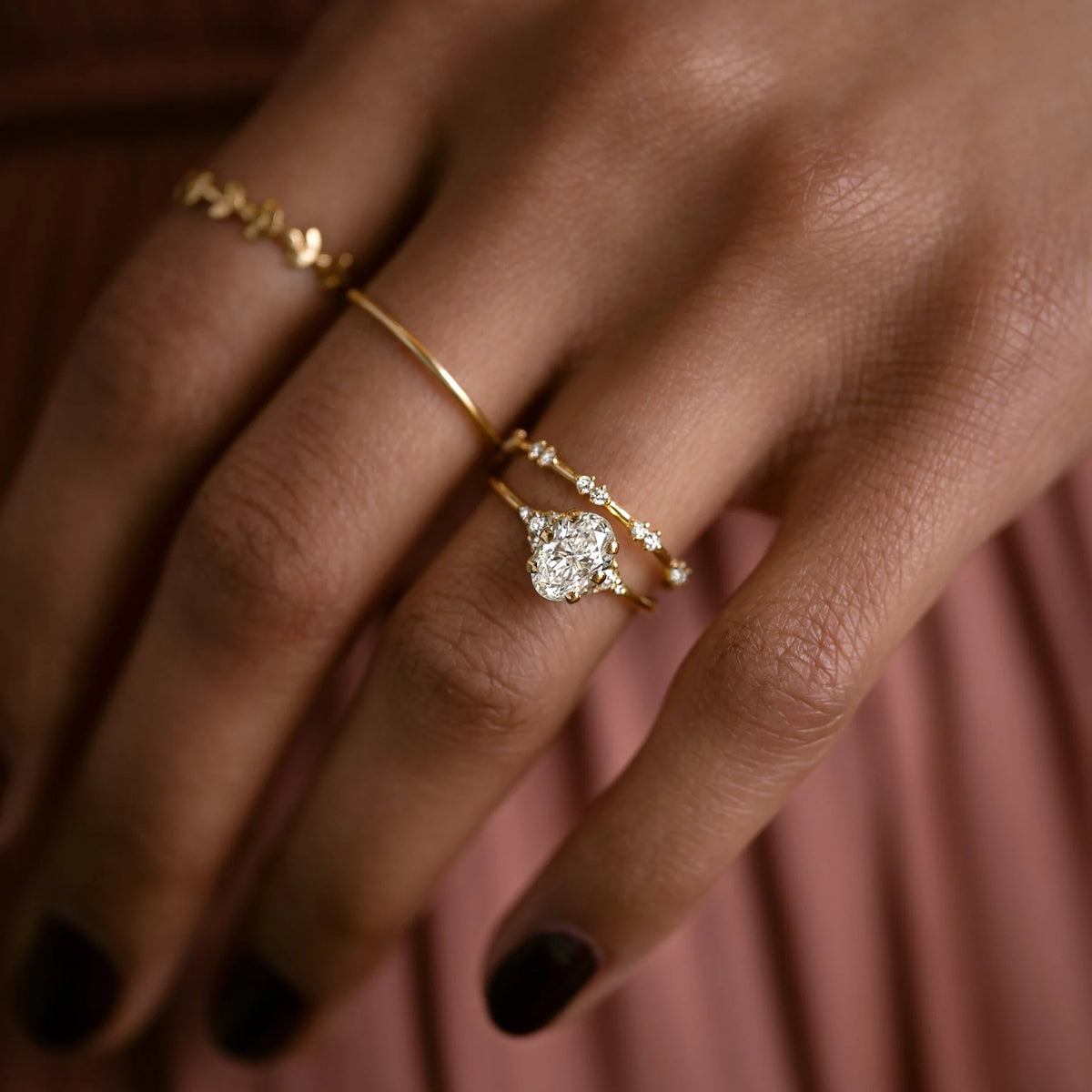 Solid Gold 2 CT Oval Cut Lab-Grown Diamond Ring