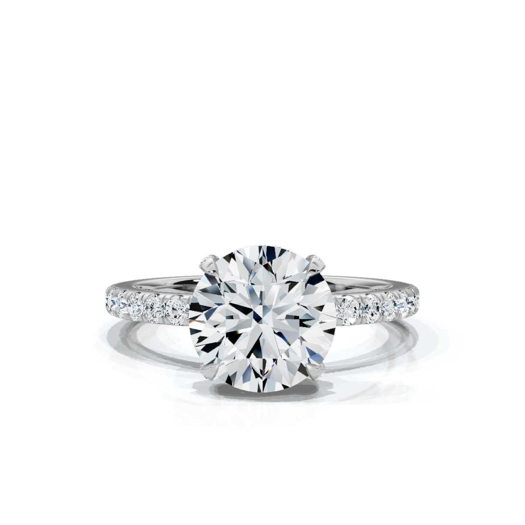 Solid Gold 2.6 ct Round lab Grown Diamond Engagement Ring
