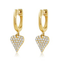 Solid Gold Pave Diamond Heart Mini Hoop Earring