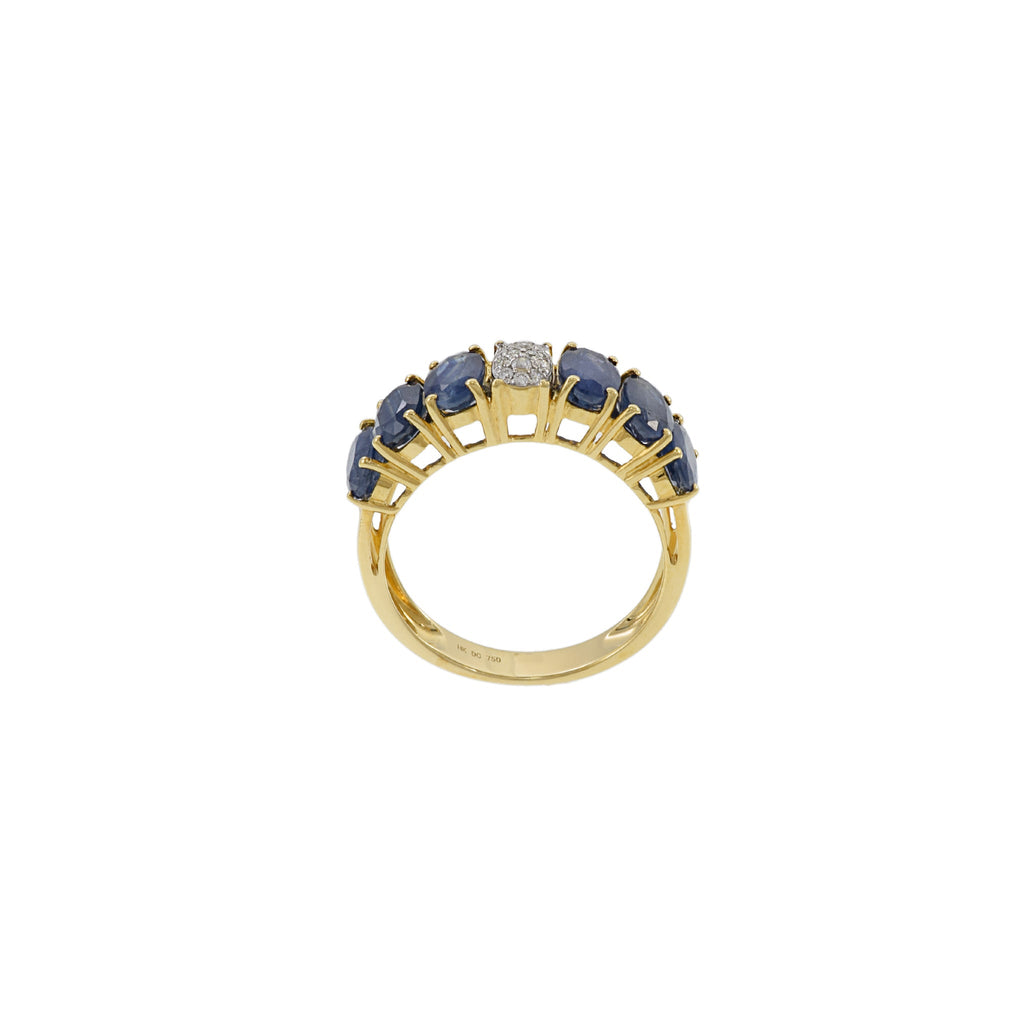 Solid Gold Sapphire And Diamond Ring (F9145B)