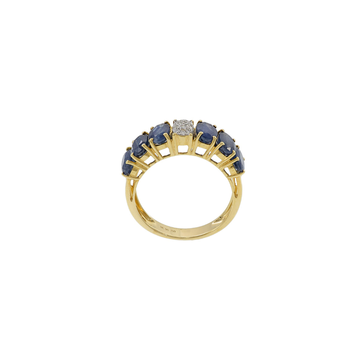 Solid Gold Sapphire And Diamond Ring (F9145B)