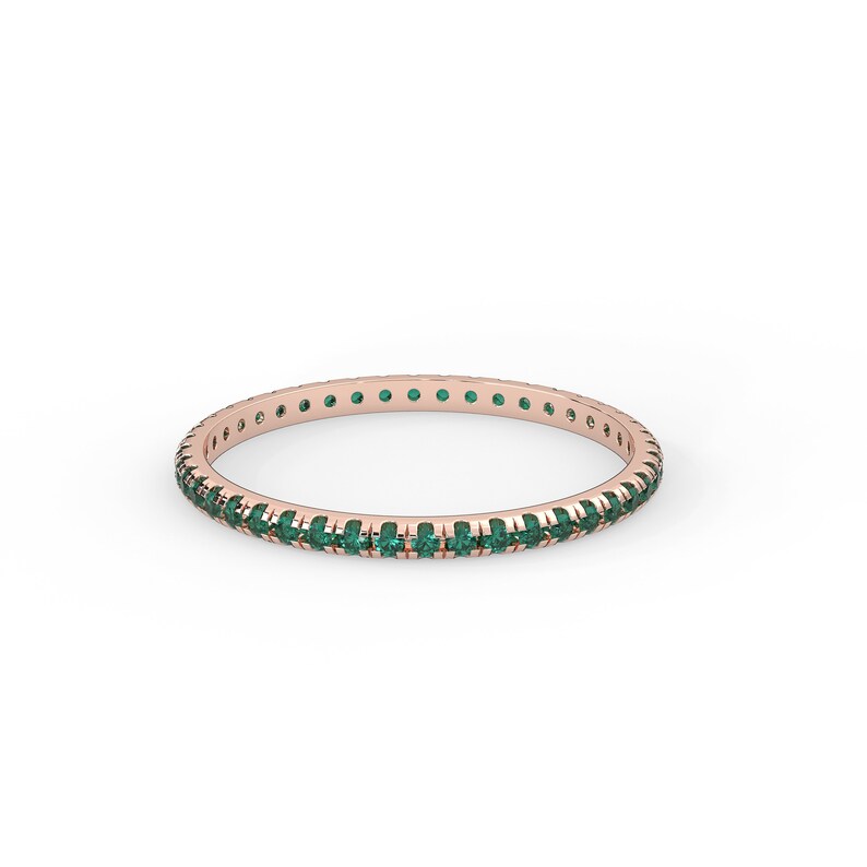 Solid Gold 0.35 ctw Natural Emerald full Eternity Band