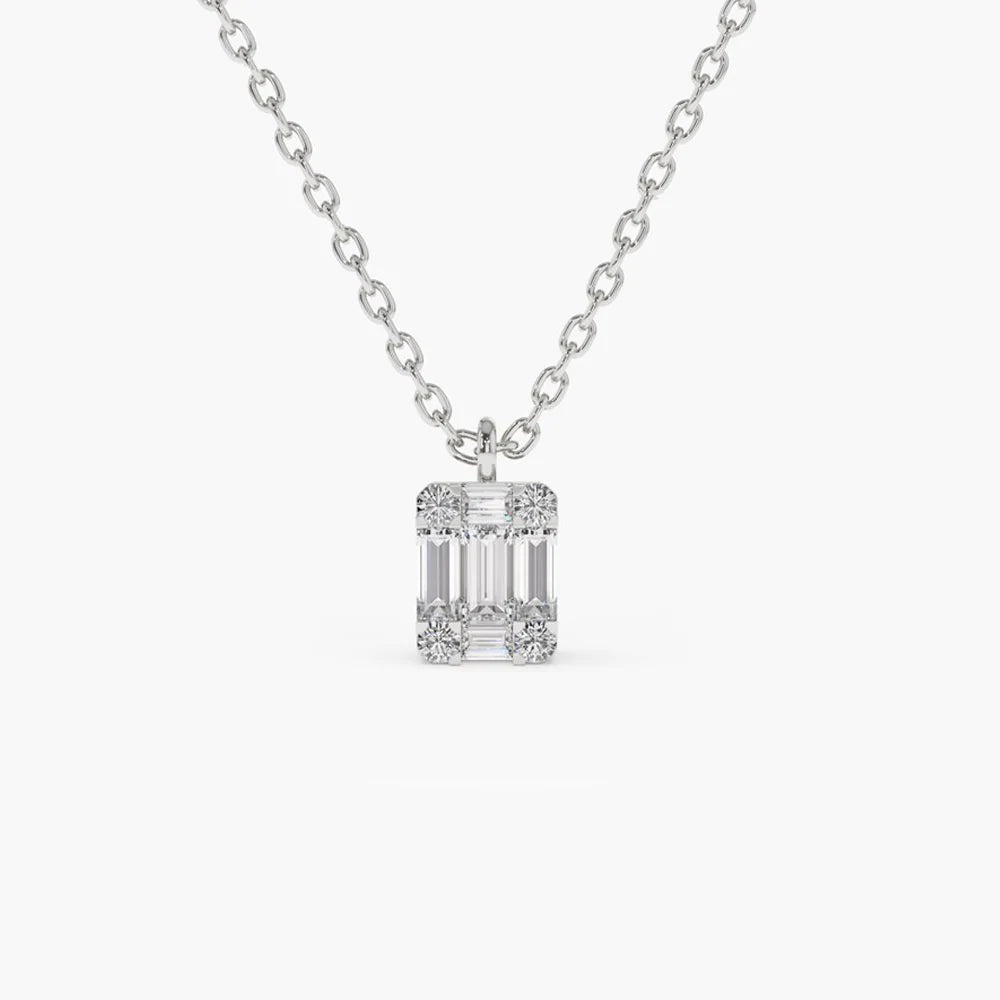 Baguette & Round Diamond Charm Pendant, photo 6