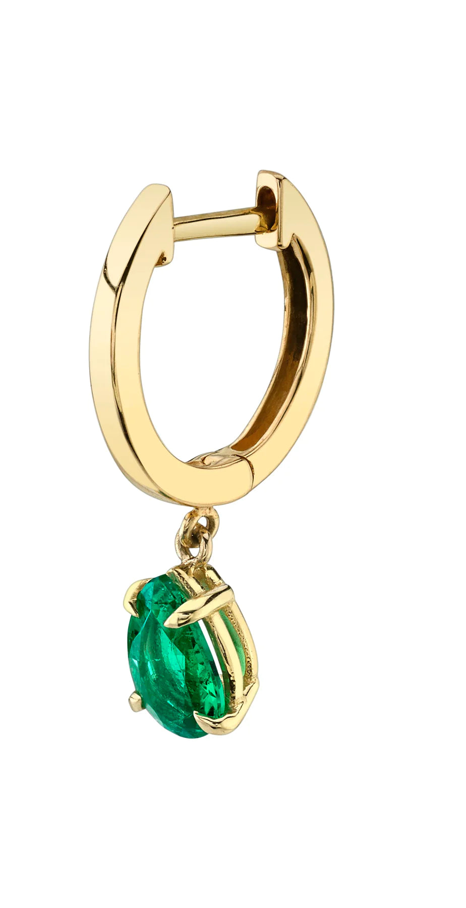 Solid Gold Single Heggie With Pear-Shaped Emerald Drop