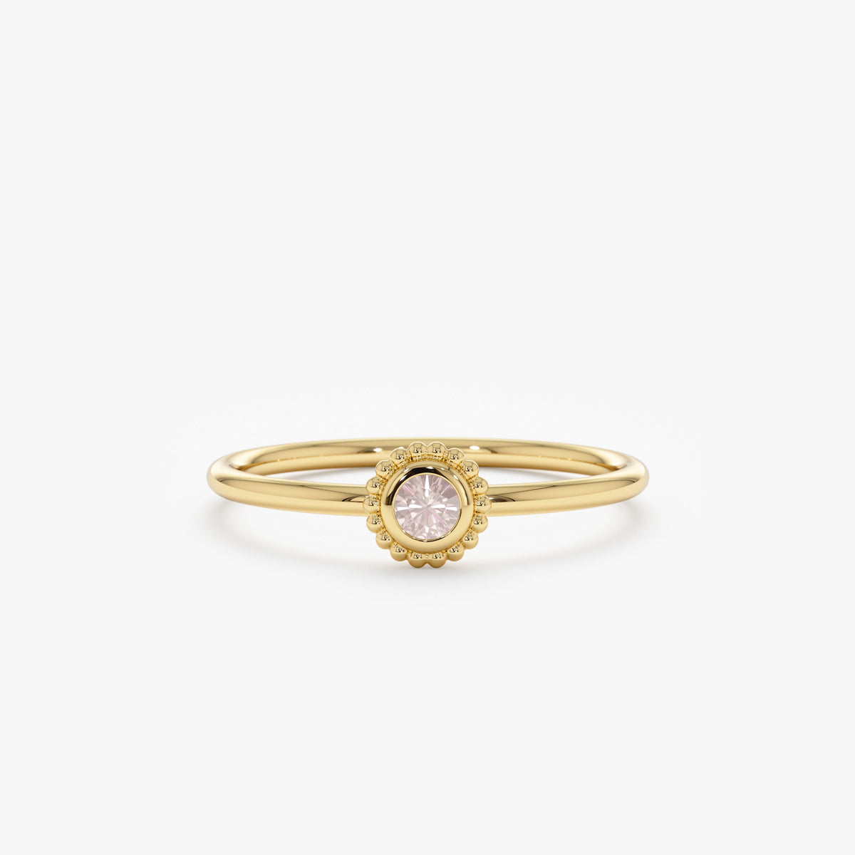 Solid Gold Rose Quartz Art Deco Ring (DD6090)