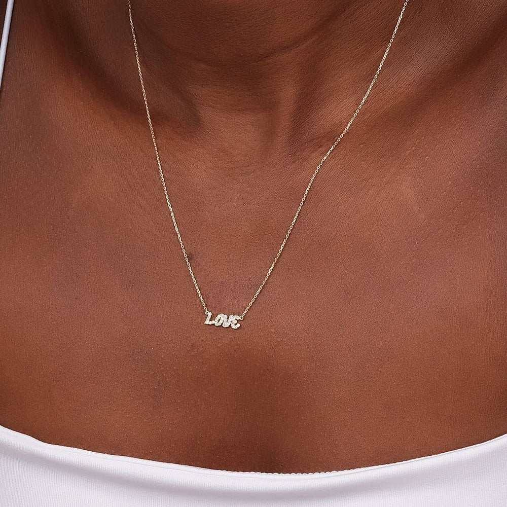 Solid Gold Diamond LOVE Necklace
