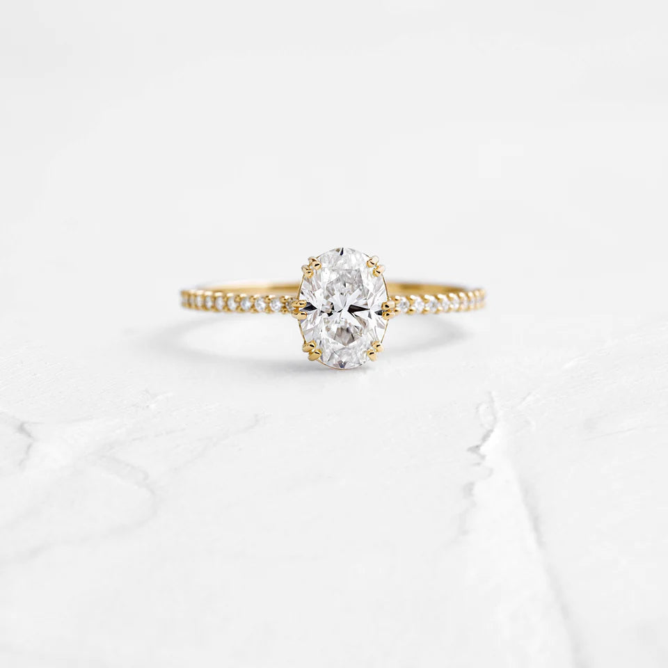 Solid Gold Oval Cut Champagne Lab Grown Diamond Ring