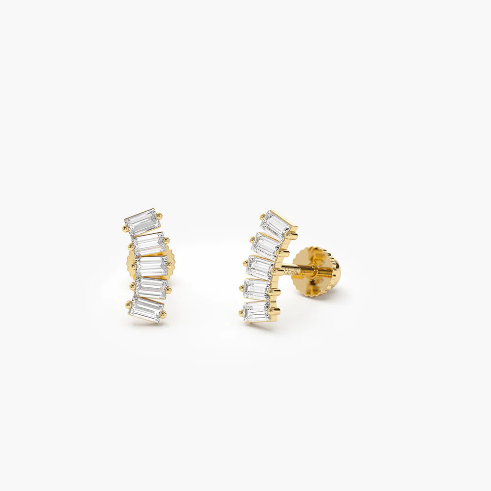 Solid Gold Curved Baguette Helix Piercing