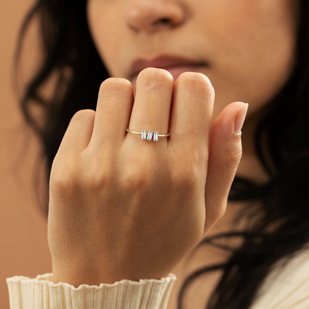 Solid Gold Triple Diamond Cluster Ring (711458)