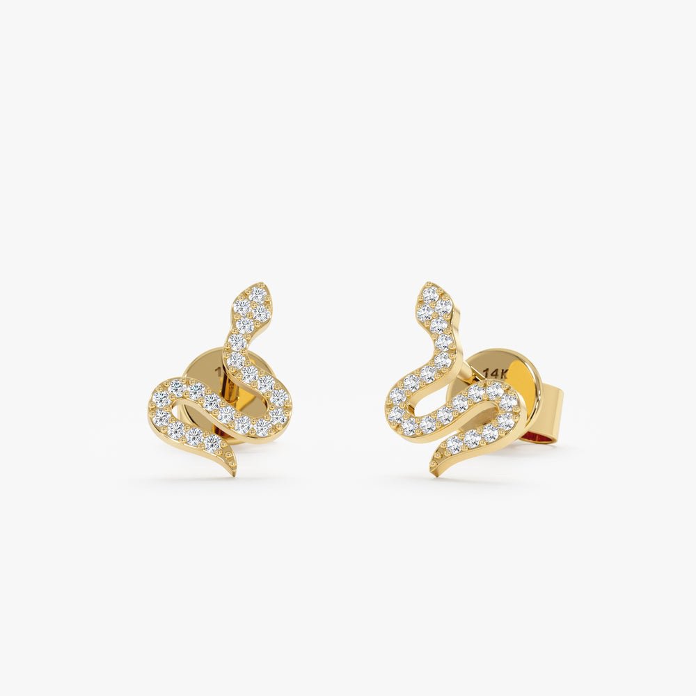 Solid Gold Diamond Snake Studs