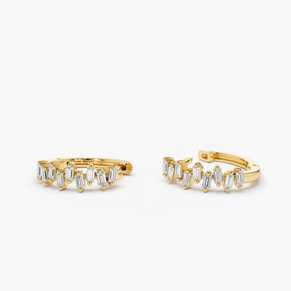 Solid Gold Horizontal Set Mini Baguette Diamond Heggie