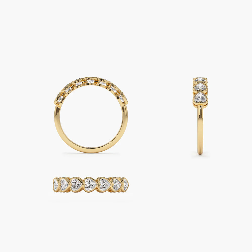 Solid Gold Heart Shape Horizontal Bezel Setting Diamond Ring