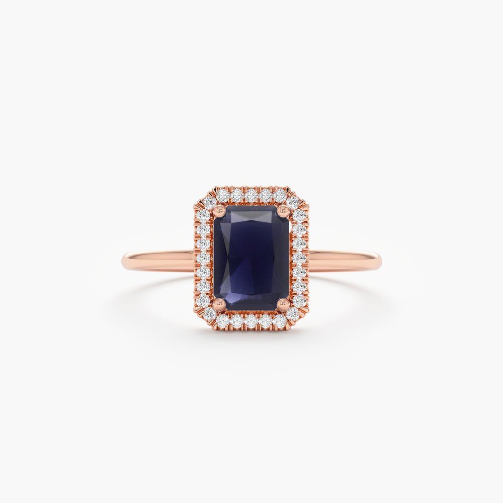 Solid Gold Natural Sapphire and Diamond Engagement Ring (57C68B)