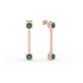 Solid Gold Dangle Drop Emerald Earrings (FB09B9)