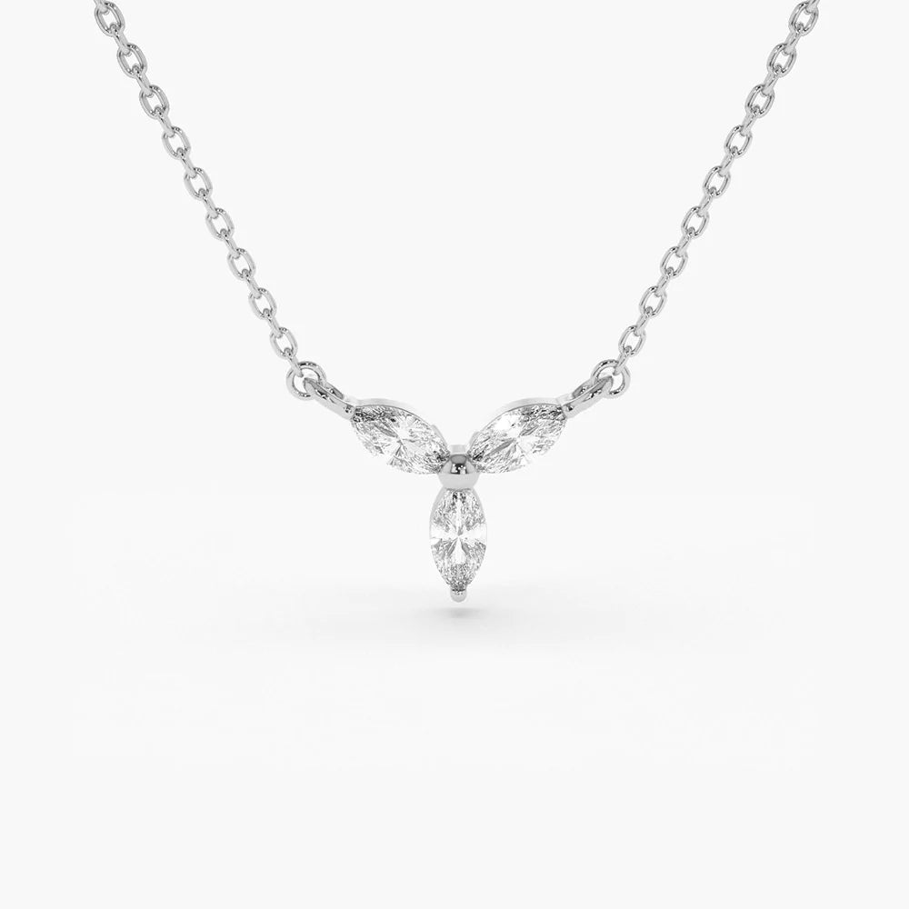 Solid Gold Marquise Diamond Necklace