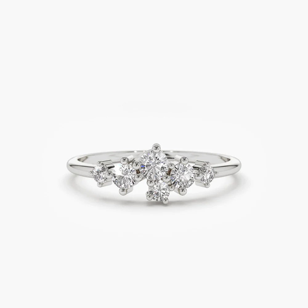 Solid Gold Large Diamond Cluster Ring