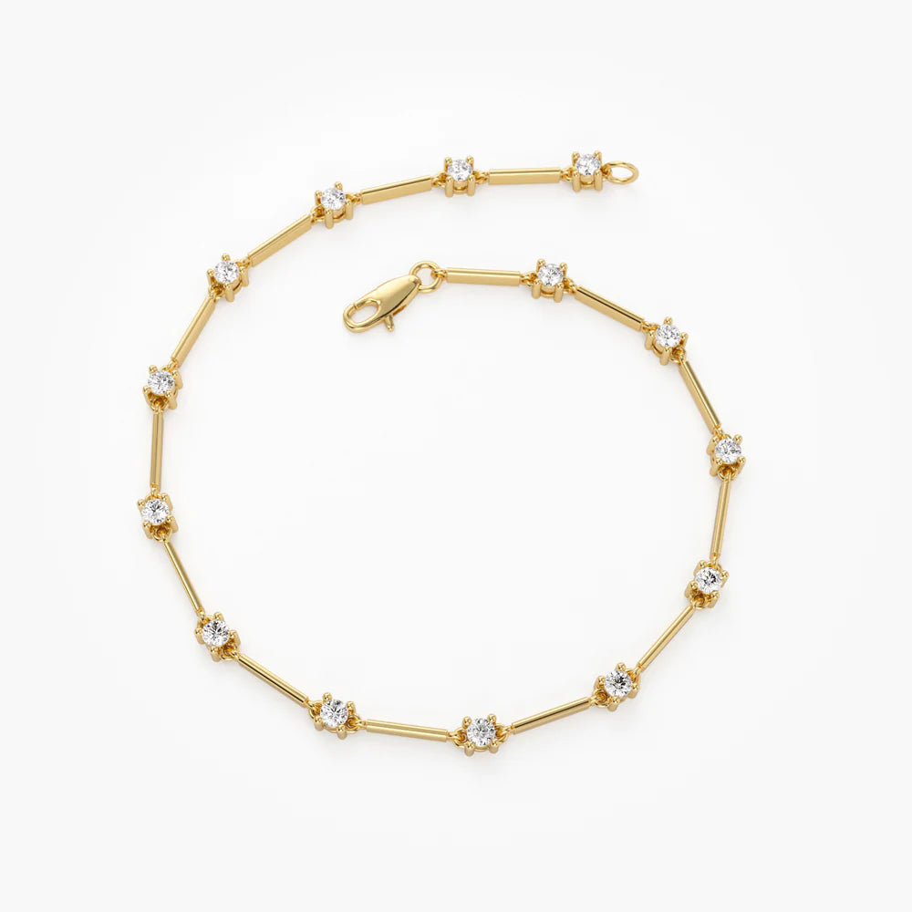 Solid Gold Bar and Diamond Infinity Bracelet 0.85 ctw