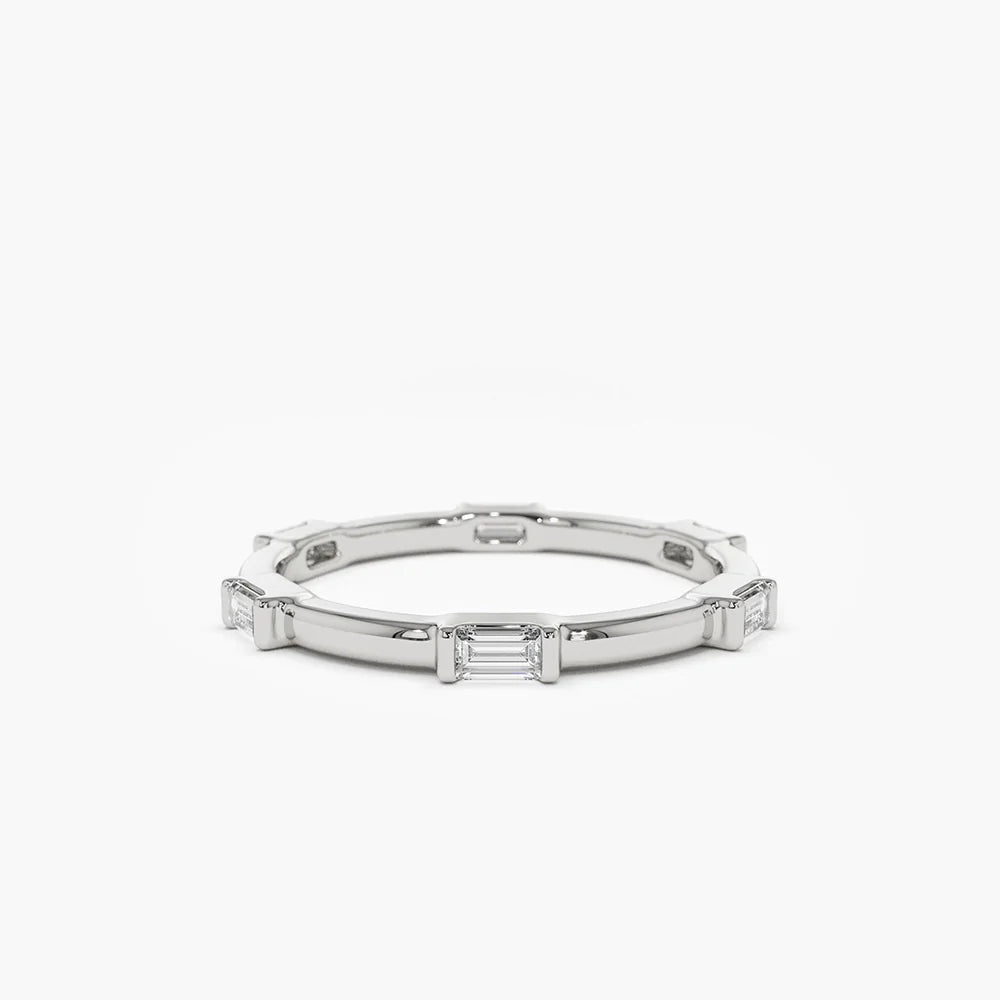 Solid Gold Stackable Baguette Diamond Eternity Ring