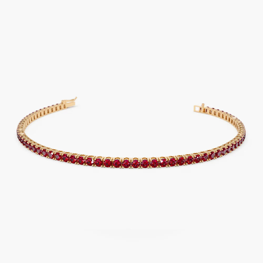 Solid Gold Prong Setting Ruby Tennis Bracelet (DE9F51)